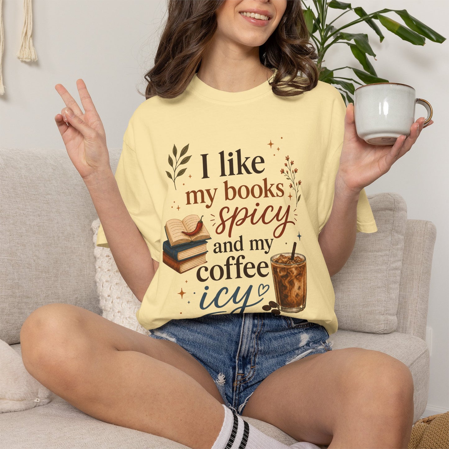 I Like My Books Spicy and My Coffee Icy Shirt, Smut Reader Tee, Romance Reader Gift, Book Lover Tee