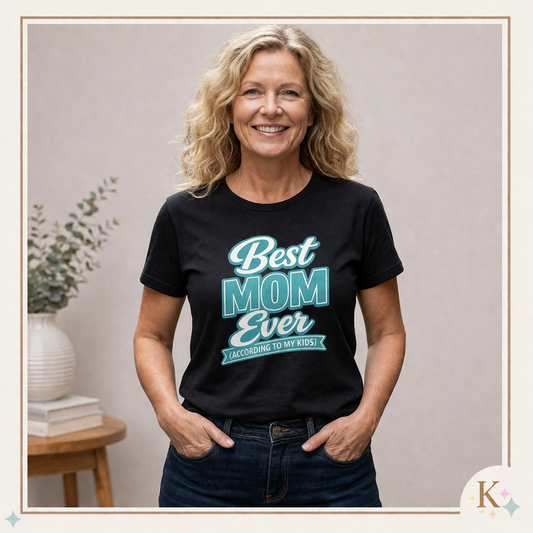 Best Mom Ever Tee | Retro Script Mom Shirt, Family Humorous Mother's Day Top