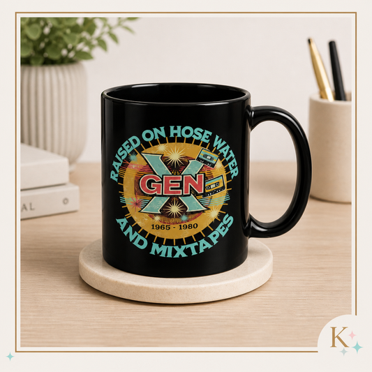 Raised on Hose Water and Mixtapes Mug | Black Ceramic Mug